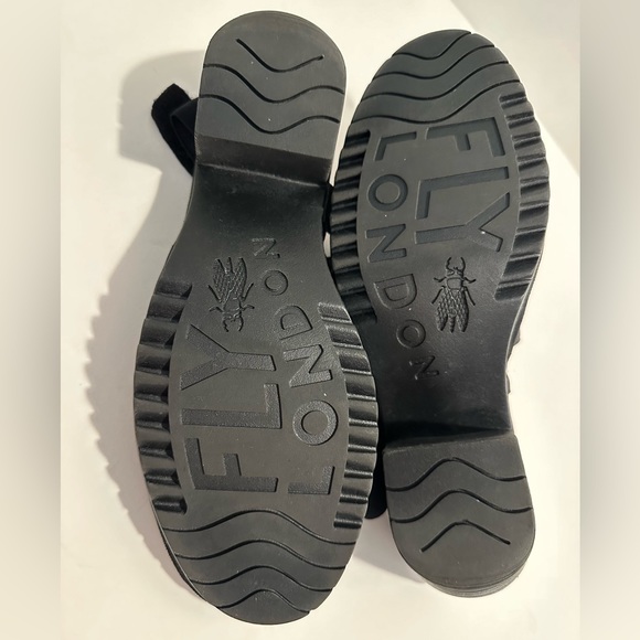 Women's Fly London Wato Cupido Sandal Black Leather Strappy Heels Size 9 40 - Picture 6 of 7